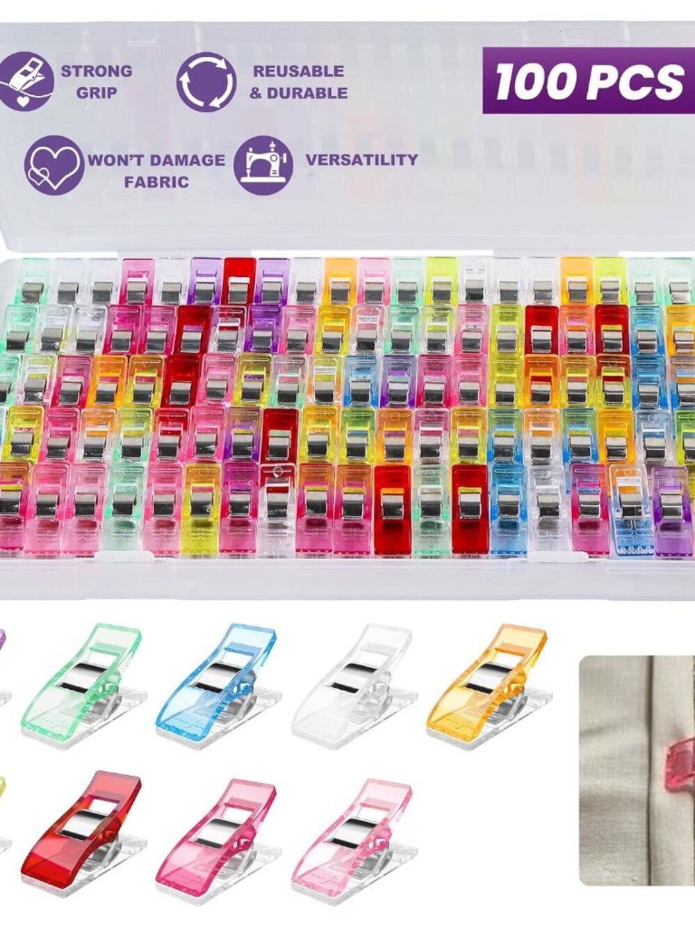 100PCS Sewing Clips with Storage Box